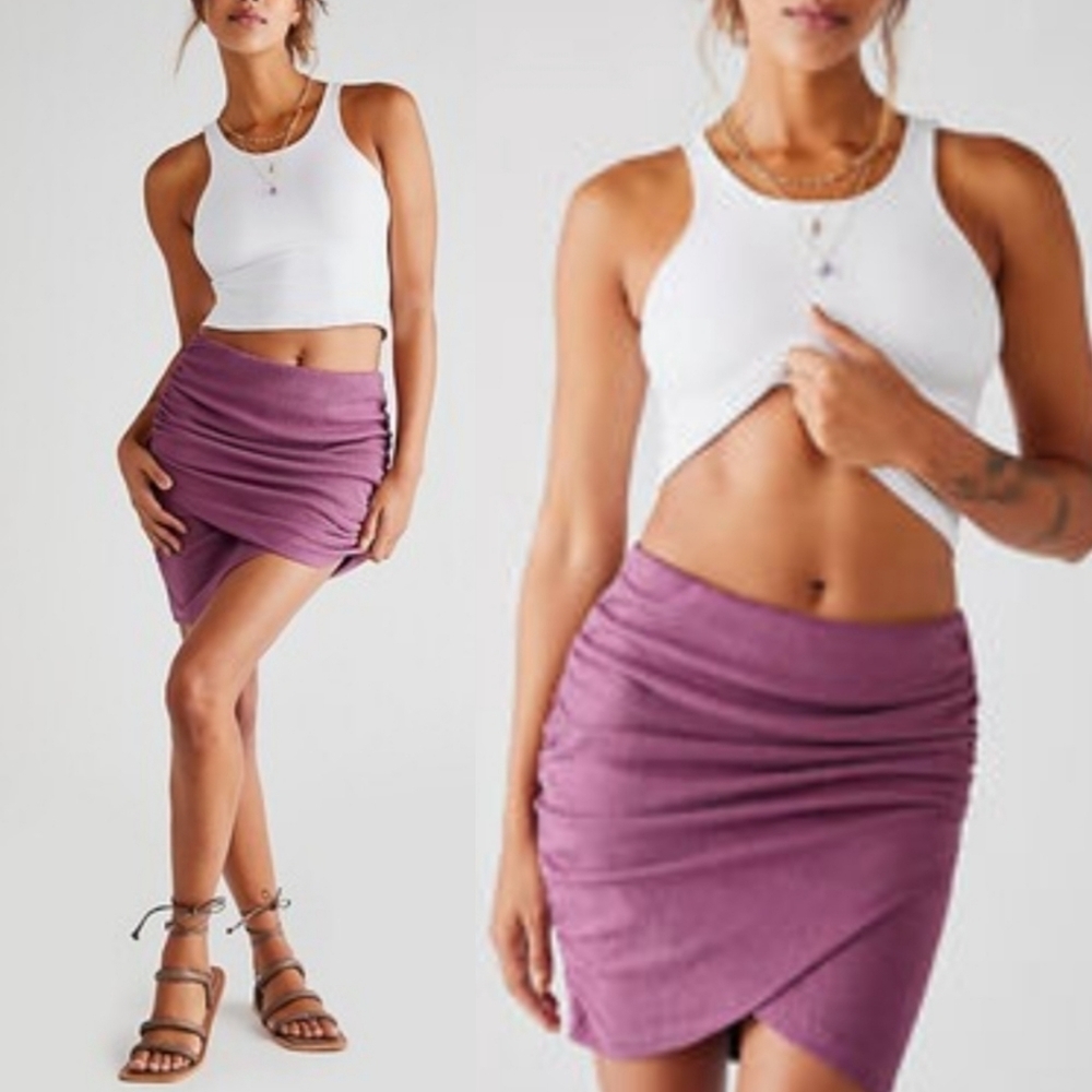 New Free People Angie Wrap Skirt In Plum Size Small - Picture 1 of 6